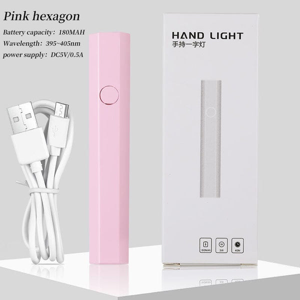 Pink Hexagon Handheld Nail Lamp 3W Tools & Accessories No Brand 