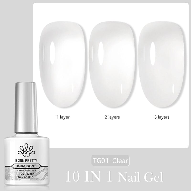 10 IN 1 Nail Gel Clear TG01 10ml Gel Nail Polish BORN PRETTY 