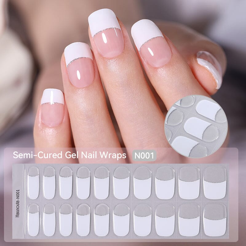 [US ONLY] 20 Tips Gradient Gray Semi-Cured Gel Nail Strips Nail Sticker Harunouta 
