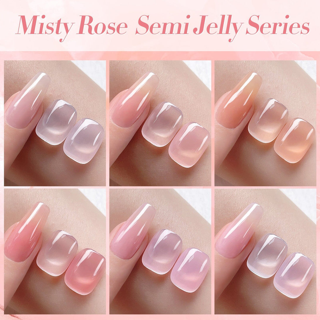 【All Under $9.99】Misty Rose 6 Colors Semi Jelly Series Gel Polish Set 7ml Gel Nail Polish BORN PRETTY 