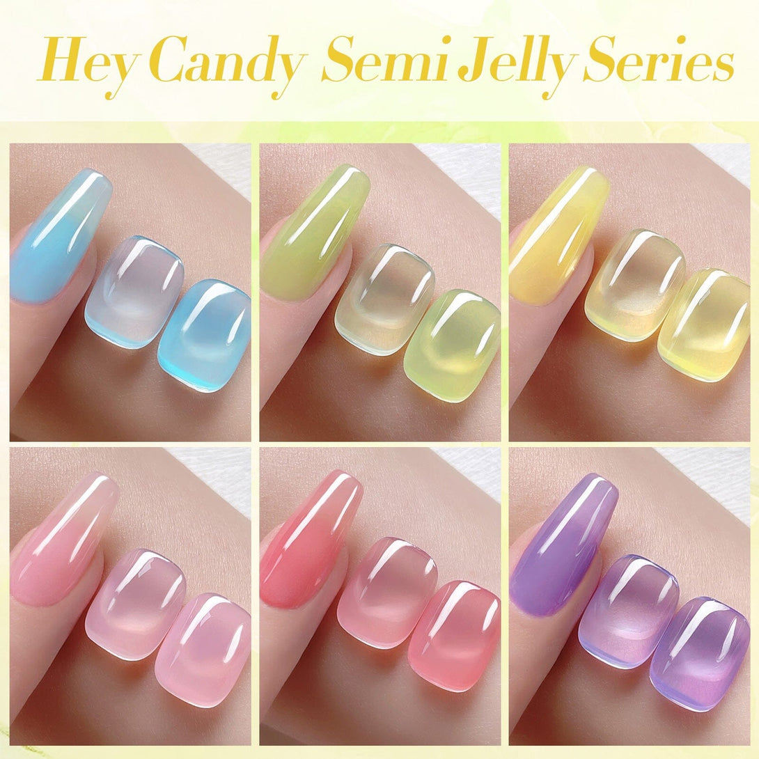 【All Under $9.99】Hey Candy Semi Jelly 6 Colors Gel Polish Set 7ml Gel Nail Polish BORN PRETTY 