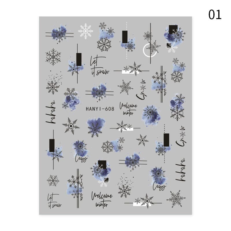 Holiday Christmas Snowflake 3D Nail Sticker Nail Sticker BORN PRETTY 01 