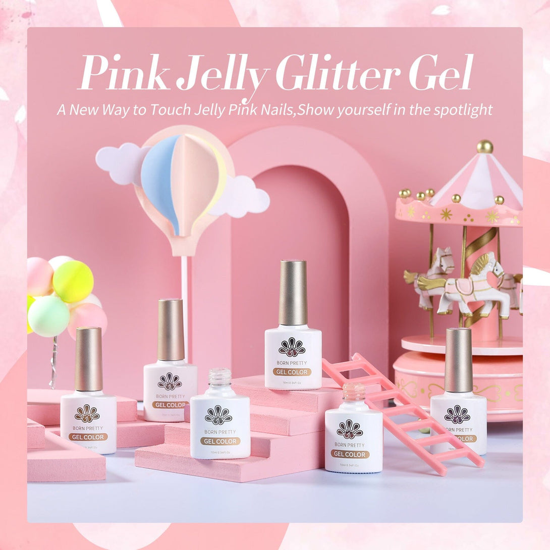 6 Colors Glitter Jelly Gel Polish Set 10ml Kits & Bundles BORN PRETTY 