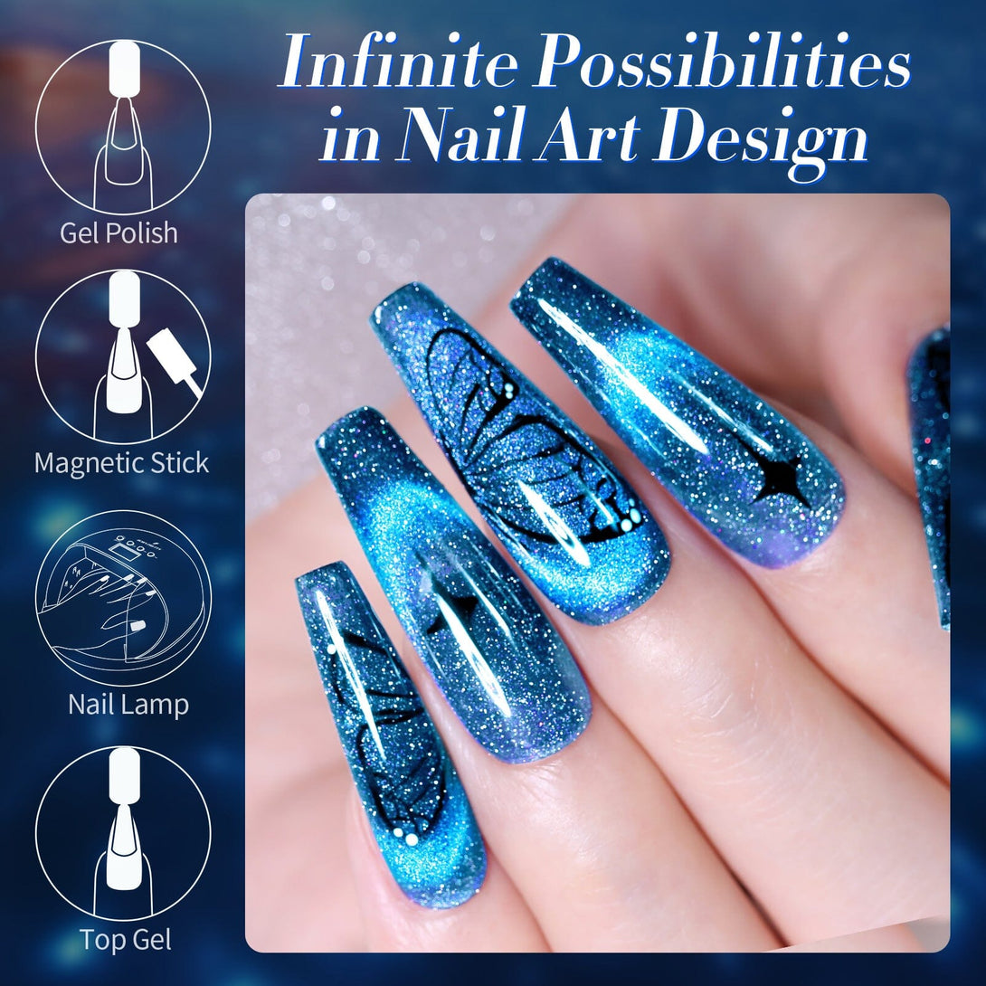 Blue Reflective Cat Magnetic Gel Polish 15ml Gel Nail Polish BORN PRETTY 