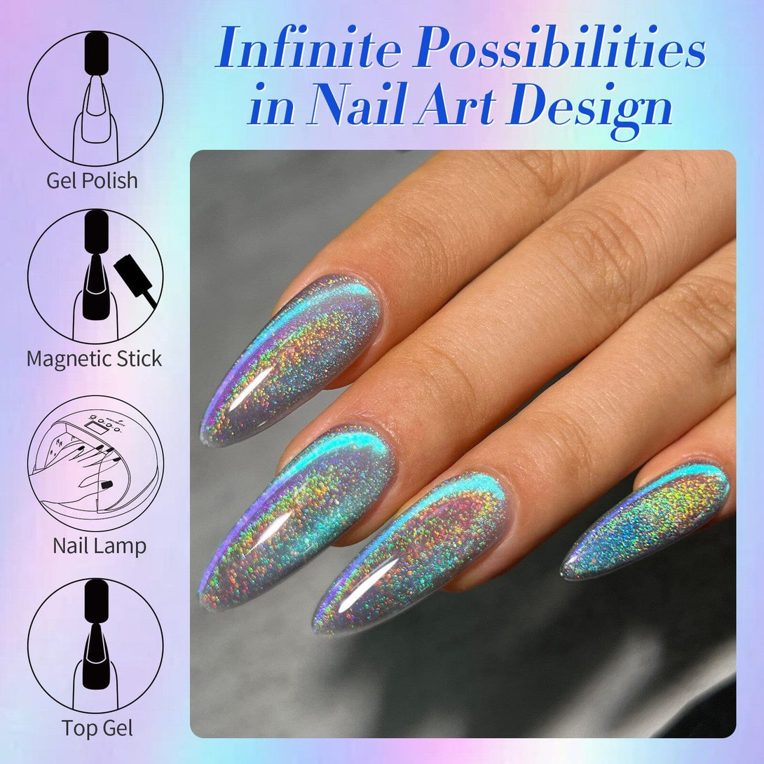 15ml Holo Glass Cat Magnetic Gel-Blue Gel Nail Polish BORN PRETTY 