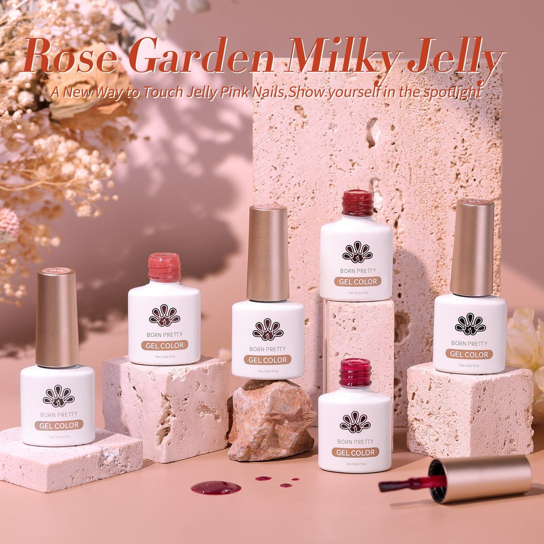 【All Under $9.99】Rose Garden Milky Jelly Gel 6 Colors Set 7ml Gel Nail Polish BORN PRETTY 