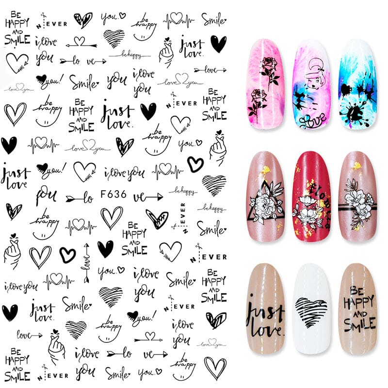 Black Love Heart Nail Sticker DIY Nails BORN PRETTY 