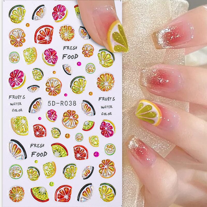Fruit Flower Butterfly 5D Nail Stickers Nail Sticker No Brand 