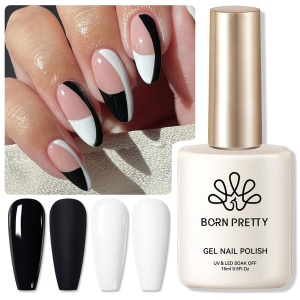 2 Colors Black White Hema-Free Color Gel 15ml Gel Nail Polish BORN PRETTY 