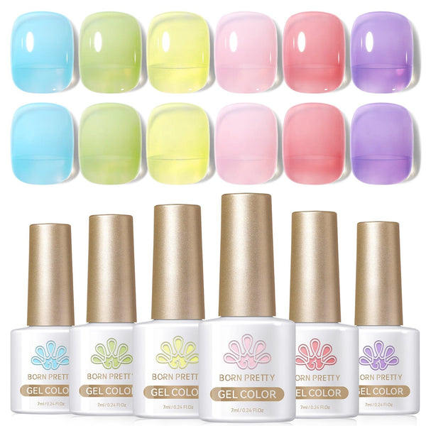 🎁 6 Colors Hey Candy Semi Jelly Gel Polish Set 7ml (100% off) BORN PRETTY 