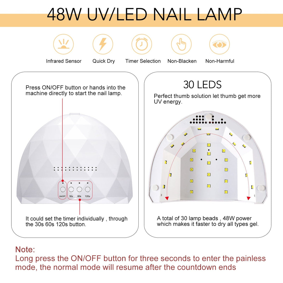 48W UV LED Nail Lamp US Type Plug Nail Tools BORN PRETTY 