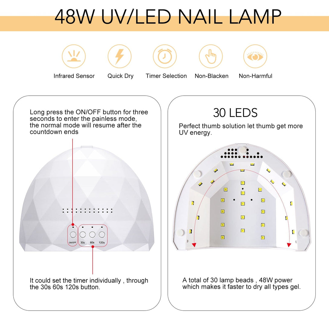 48W UV LED Nail Lamp US Type Plug Nail Tools BORN PRETTY 