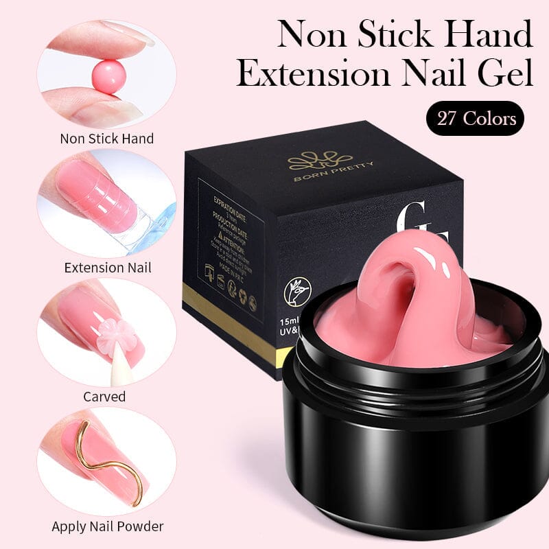 Pink Glitter Non Stick Hand Extension Nail Gel 15ml NSG16 Gel Nail Polish BORN PRETTY 