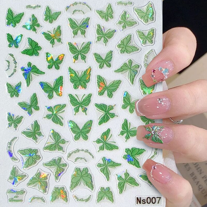 Micro-embossed Colorful Butterfly Nail Sticker Nail Sticker No Brand 