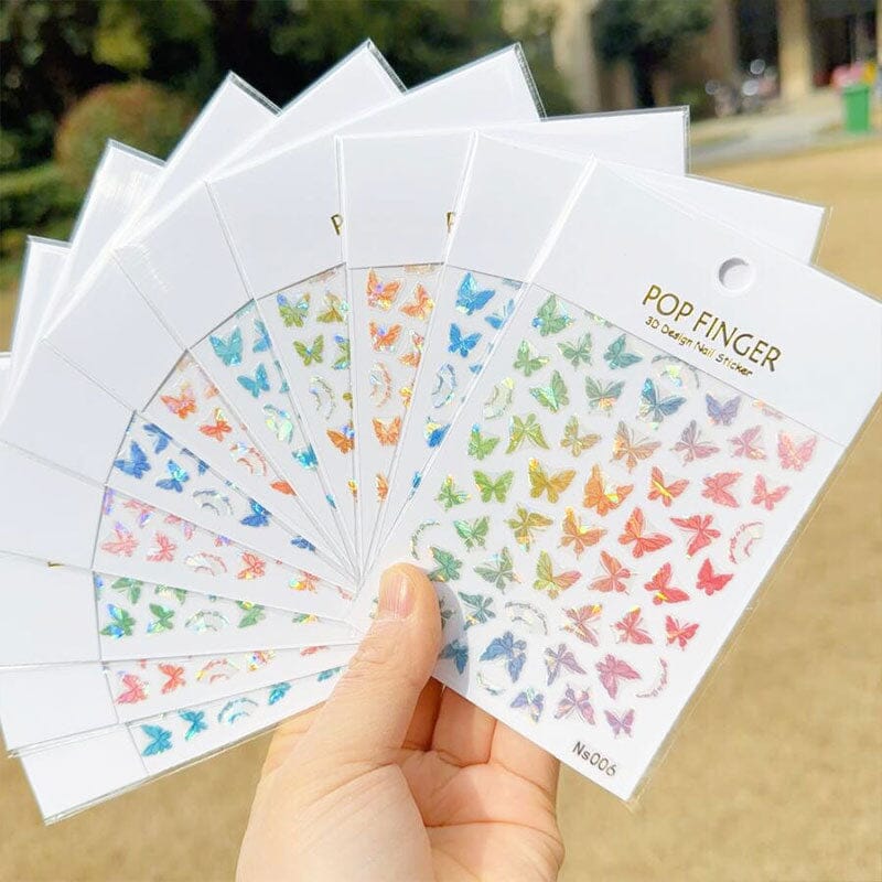 Micro-embossed Colorful Butterfly Nail Sticker Nail Sticker No Brand 