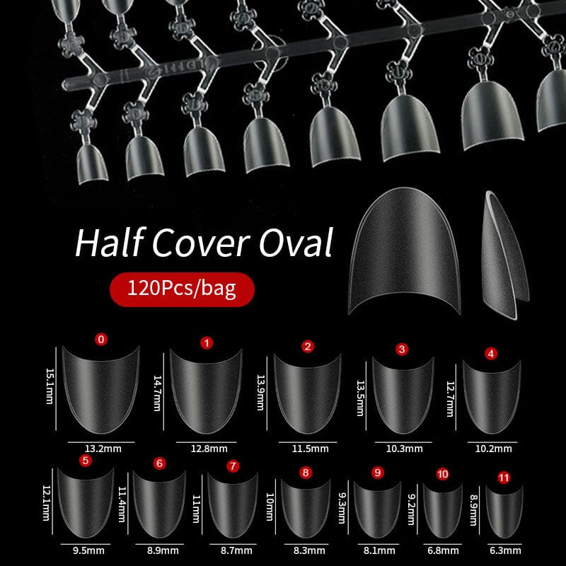 120pcs Matte Clear Short Half Cover Coffin Oval False Nail Tips DIY Nails No Brand 