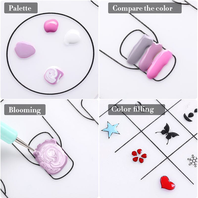 Foldable Silicone Paint Palette Mat Nail Art Stamping Pad Cushion