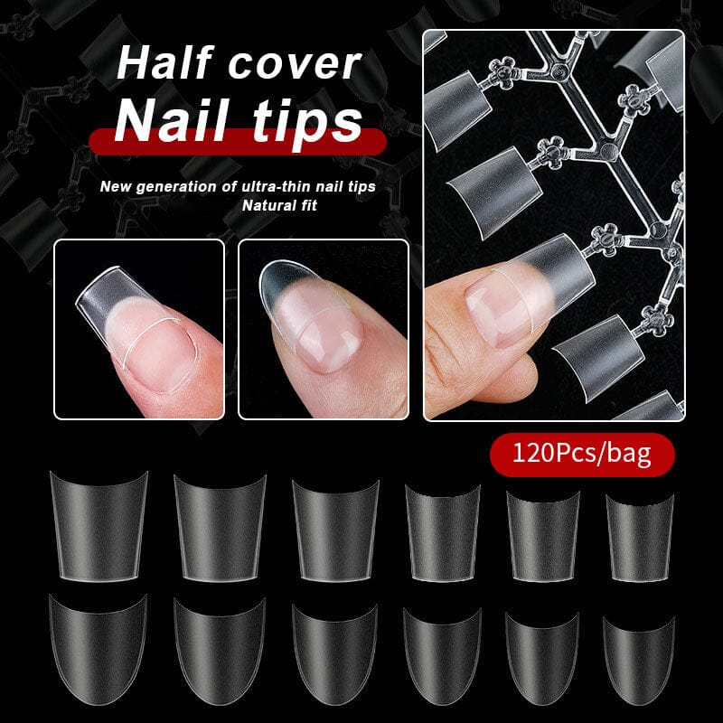 120pcs Matte Clear Short Half Cover Coffin Oval False Nail Tips DIY Nails No Brand 