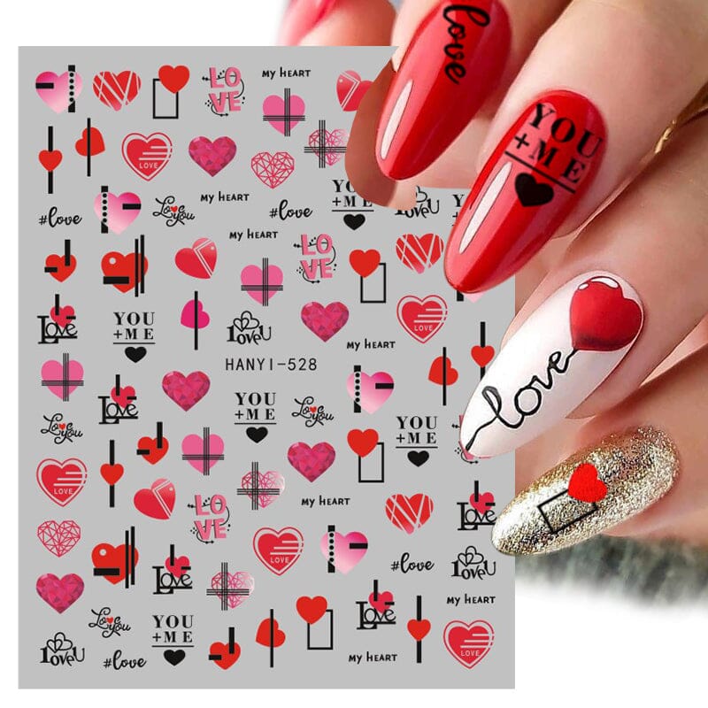 Valentine's Day Patterns Nail Sticker Heart Love Nail Designs HANYI-539 Nail Sticker No Brand 