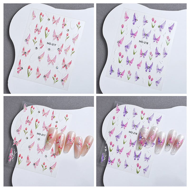 Cherry Butterfly 3D Nail Sticker Nail Sticker No Brand 