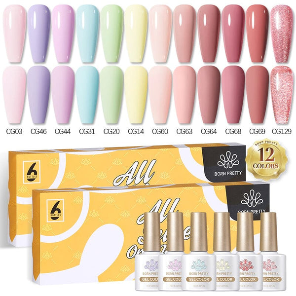 12 Colors Macaron Nude Gel Polish Set 10ml Gel Nail Polish BORN PRETTY 