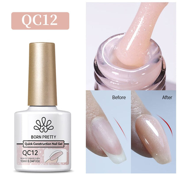 Nude Glitter Quick Construction Nail Gel QC12 10ml Gel Nail Polish BORN PRETTY 