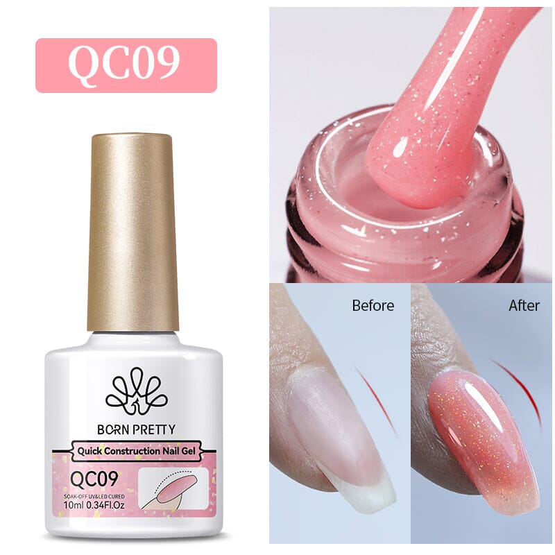 Pink Glitter Quick Construction Nail Gel QC09 10ml Gel Nail Polish BORN PRETTY 