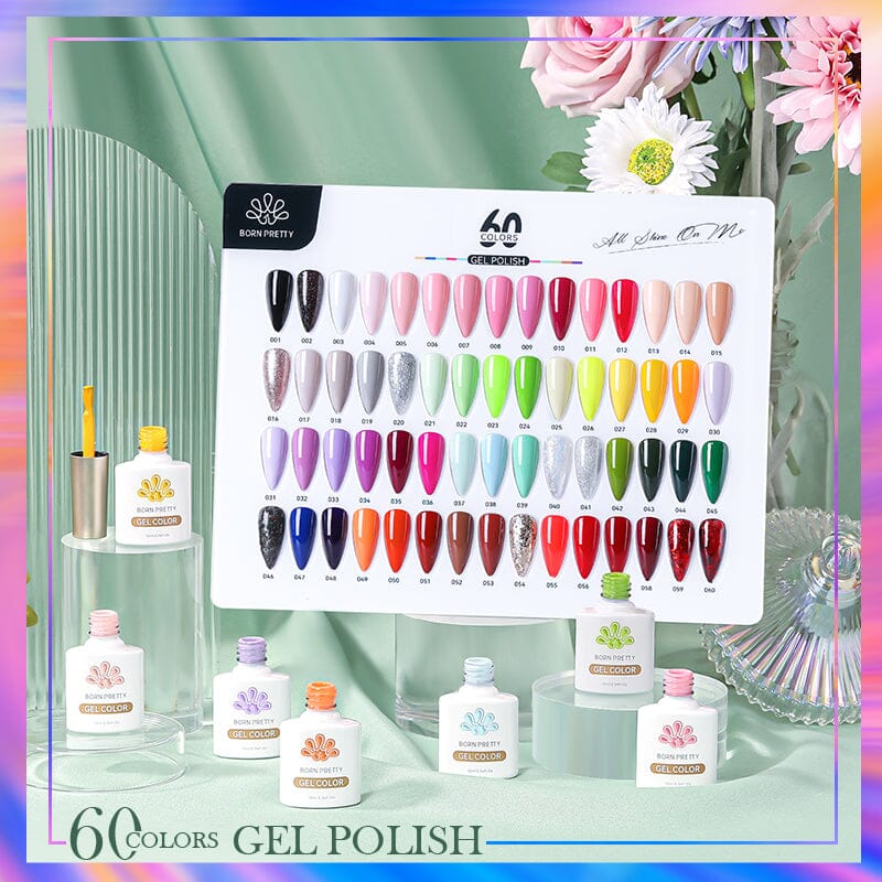 60 Colors Gel Polish Set with Base Top Coat Color Chart Kits & Bundles BORN PRETTY 