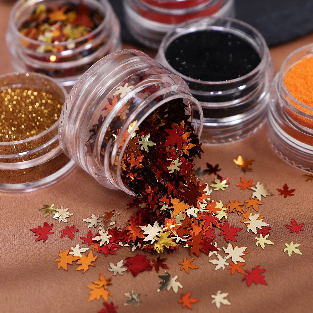 6 Boxes Maple Leaf Autumn Nail Powder Sequins Kits & Bundles BORN PRETTY 