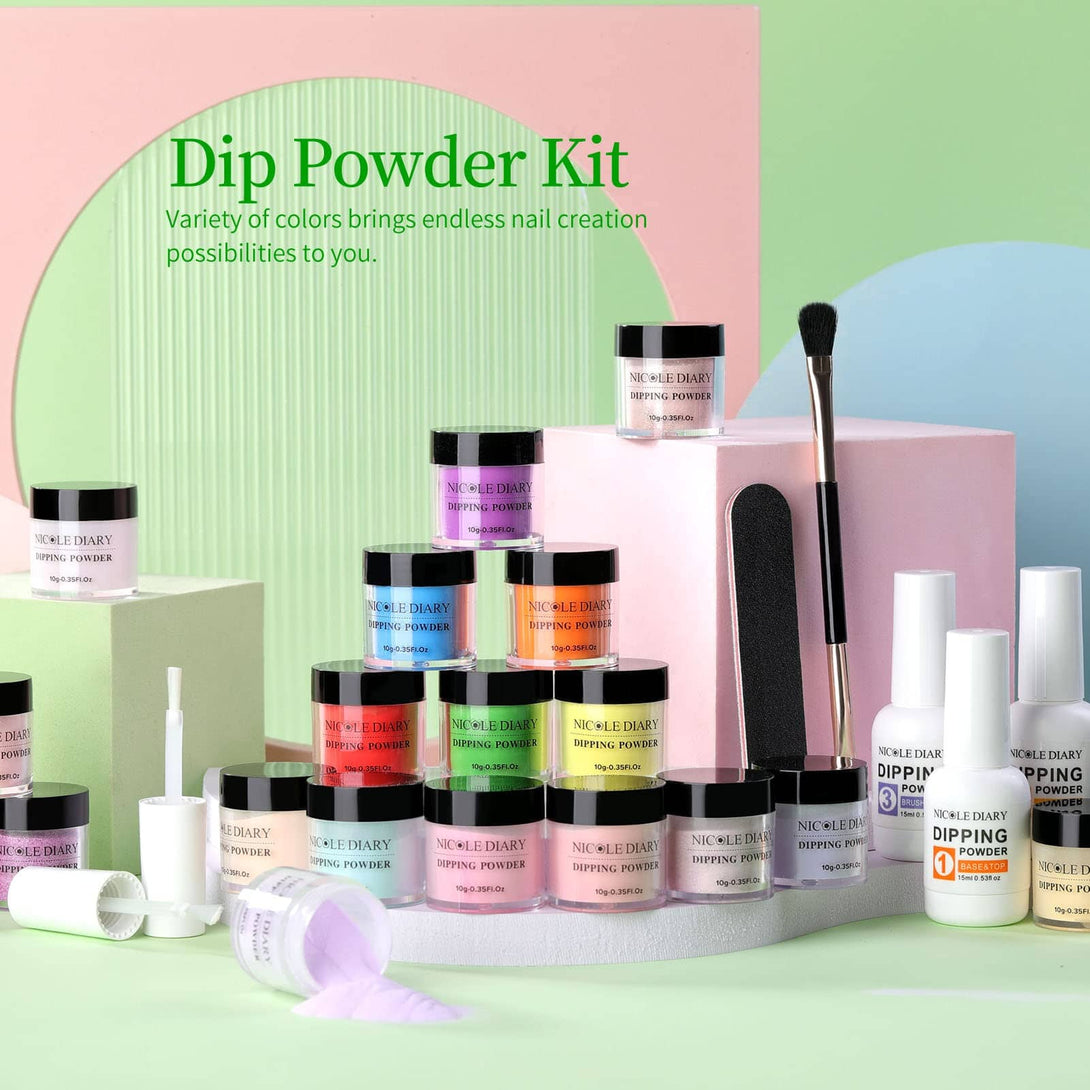 [US ONLY] 28 Pcs Neon Dipping Powder Nail Kit Nail Powder NICOLE DIARY 