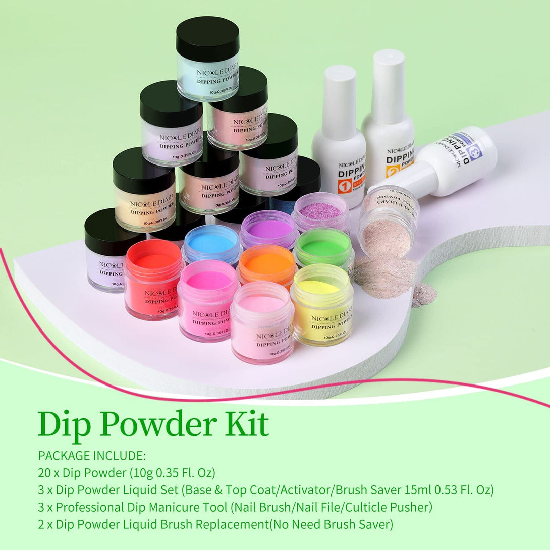 [US ONLY] 28 Pcs Neon Dipping Powder Nail Kit Nail Powder NICOLE DIARY 