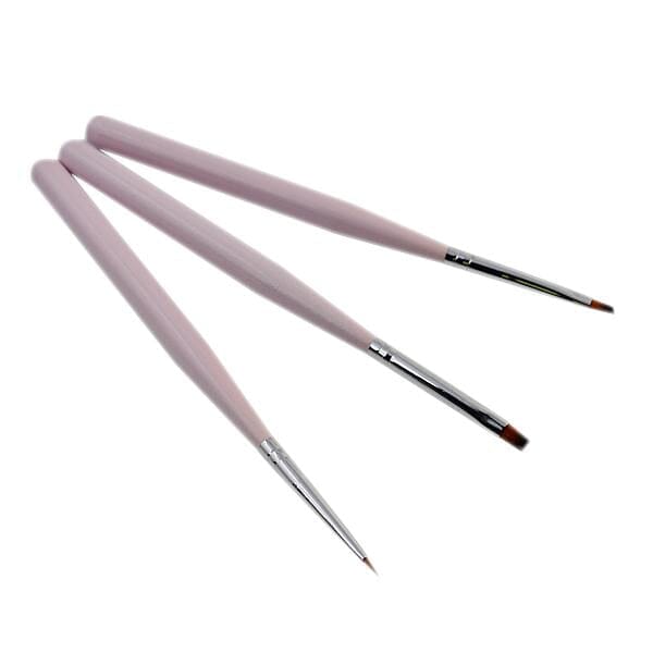 3Pcs/set Pink Flat Brush Liner Drawing Nail Art Brush Set Tools & Accessories No Brand 