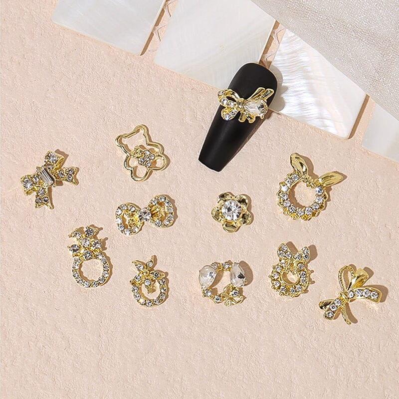 Silver Gold Bowknot Butterfly Rhinestones 3D Nail Decoration Nail Decoration BORN PRETTY 