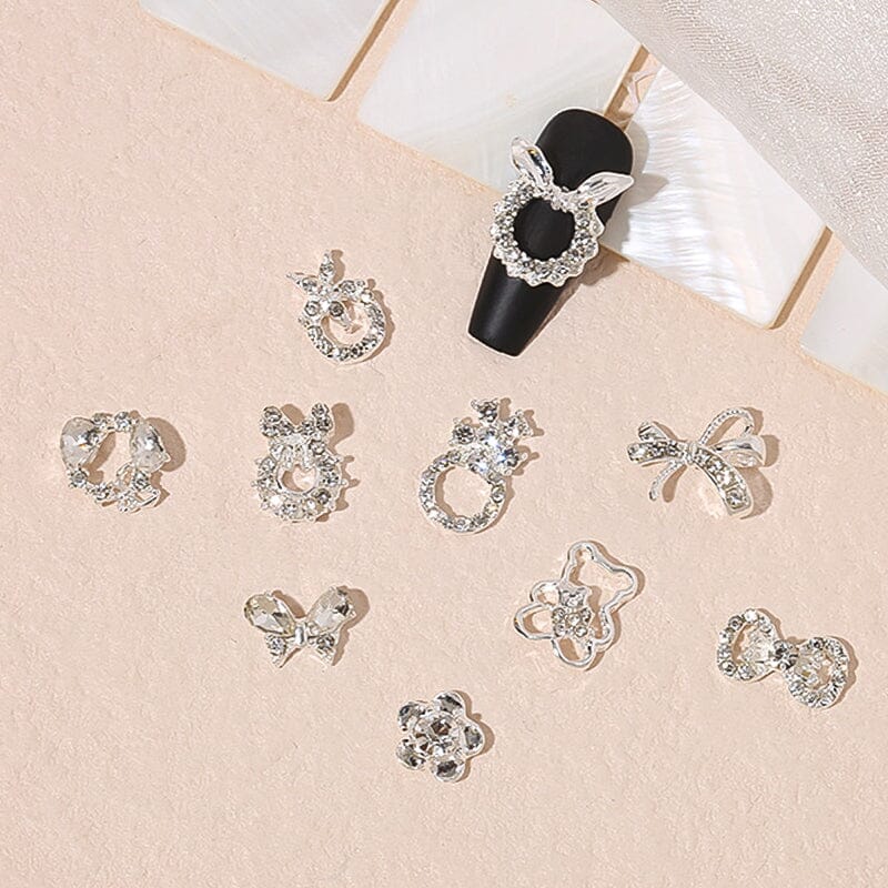 Silver Gold Bowknot Butterfly Rhinestones 3D Nail Decoration Nail Decoration BORN PRETTY 