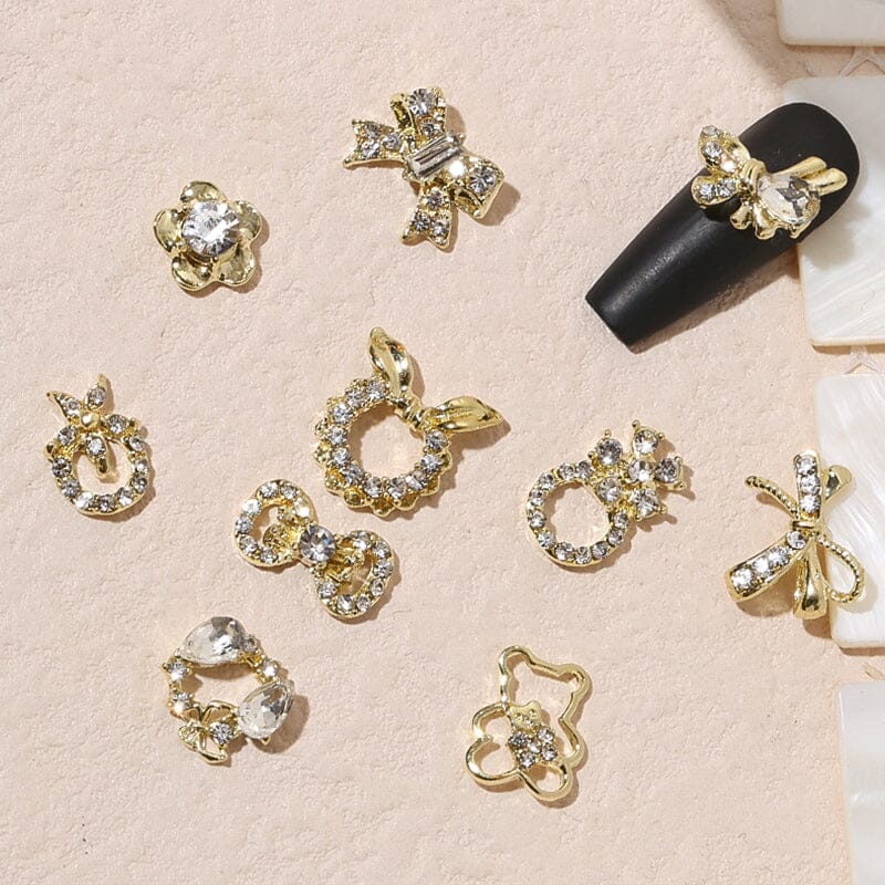 Silver Gold Bowknot Butterfly Rhinestones 3D Nail Decoration Nail Decoration BORN PRETTY 