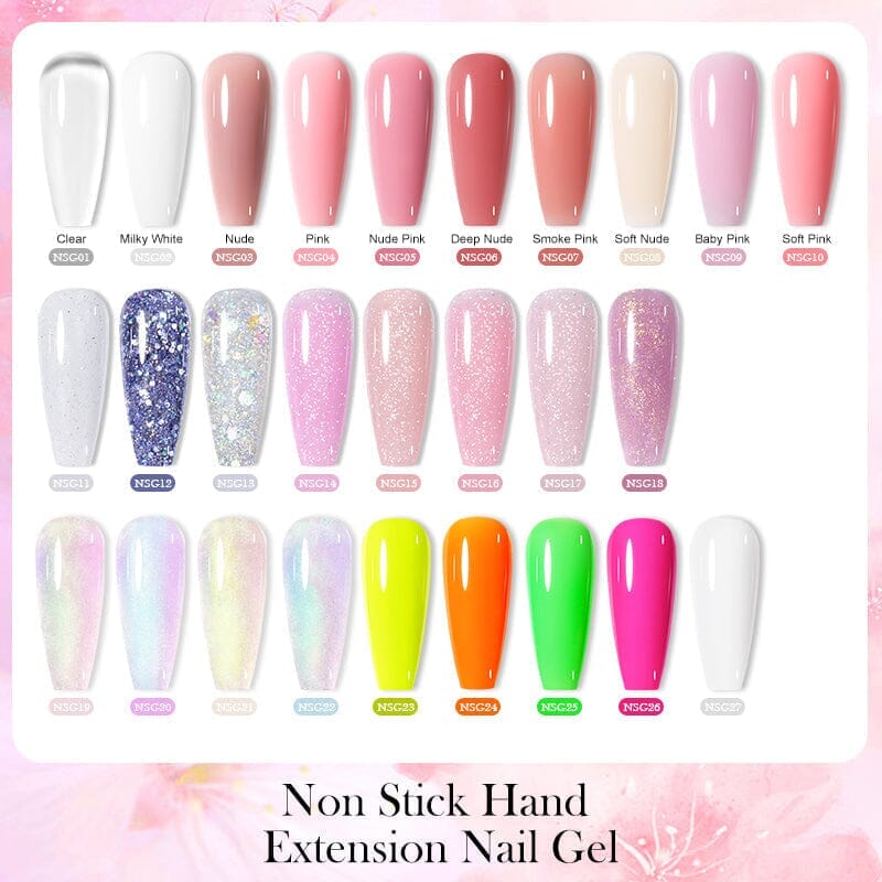 Pink Glitter Non Stick Hand Extension Nail Gel 15ml NSG18 Gel Nail Polish BORN PRETTY 