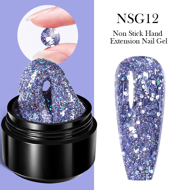 Purple Glitter Non Stick Hand Extension Nail Gel NSG12 15ml Gel Nail Polish BORN PRETTY 