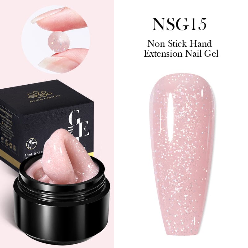 Nude Glitter Non Stick Hand Extension Nail Gel 15ml NSG15 Gel Nail Polish BORN PRETTY 