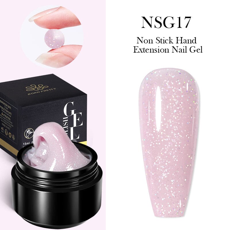 Nude Glitter Non Stick Hand Extension Nail Gel 15ml NSG17 Gel Nail Polish BORN PRETTY 