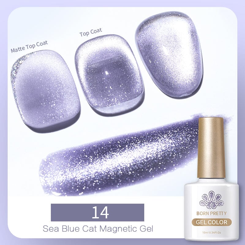 Sea Blue Cat Magnetic Gel 10ml 14 Gel Nail Polish BORN PRETTY 