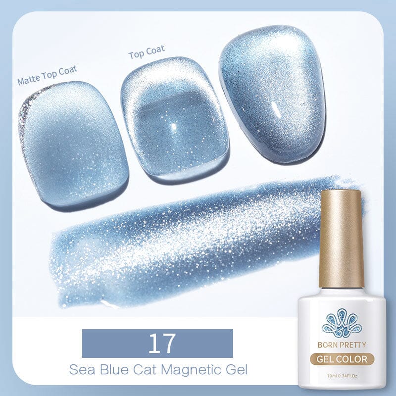 Sea Blue Cat Magnetic Gel 10ml 17 Gel Nail Polish BORN PRETTY 