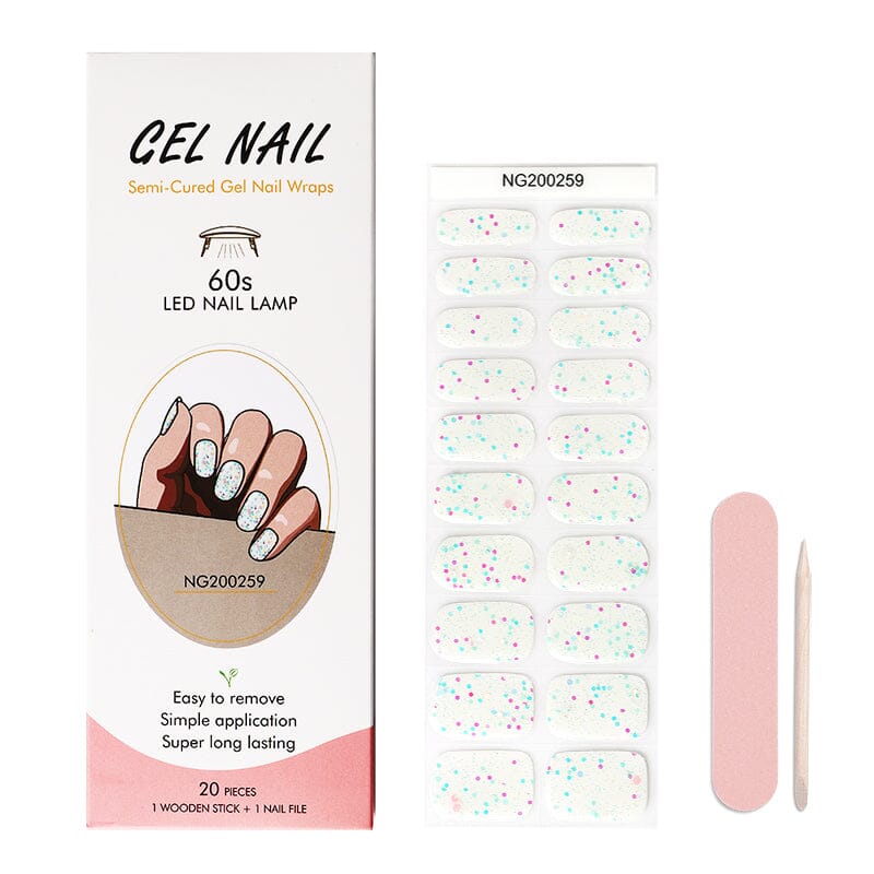 20 Tips Semi Cured Gel Nail Strips Nail Sticker BORN PRETTY NG200259 