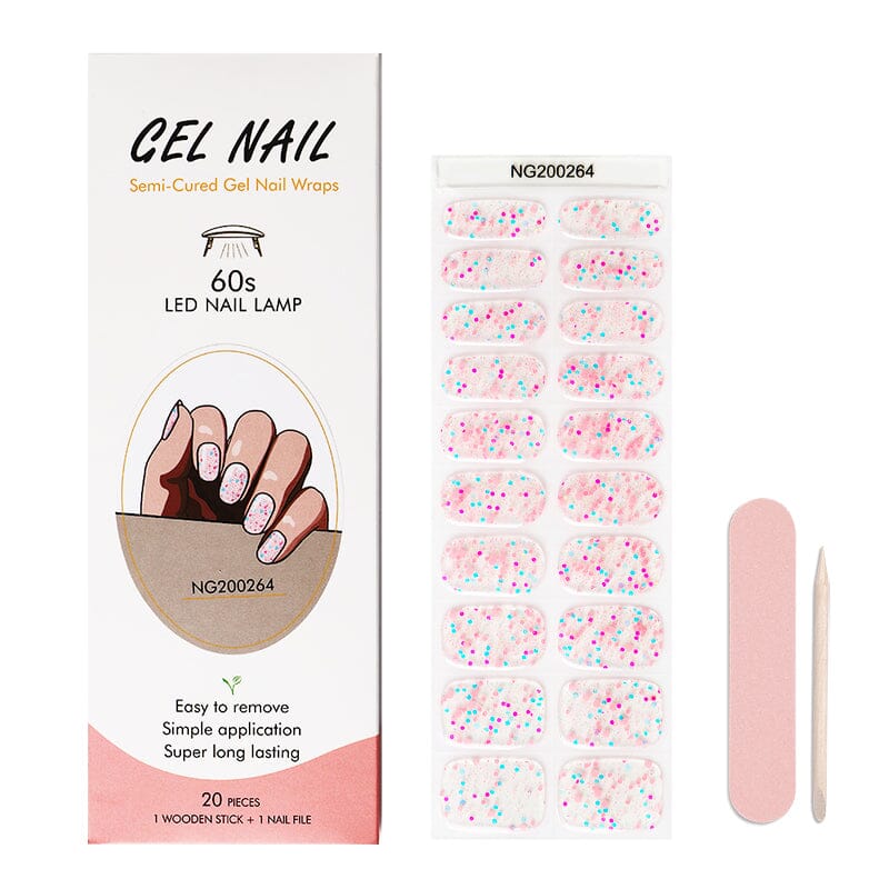 20 Tips Semi Cured Gel Nail Strips Nail Sticker BORN PRETTY NG200264 