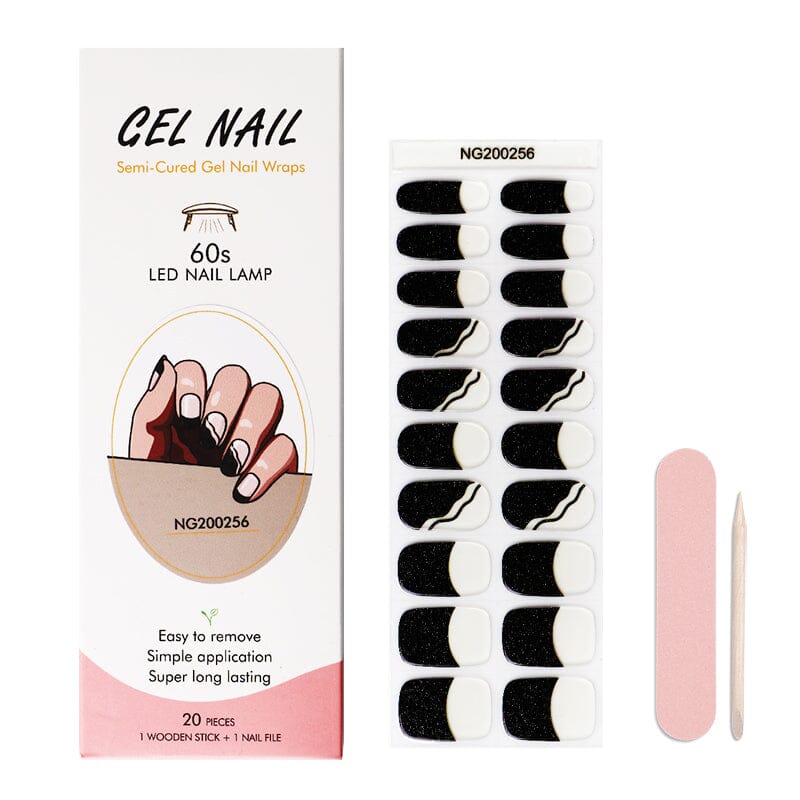 20 Tips Semi Cured Gel Nail Strips Nail Sticker BORN PRETTY NG200256 