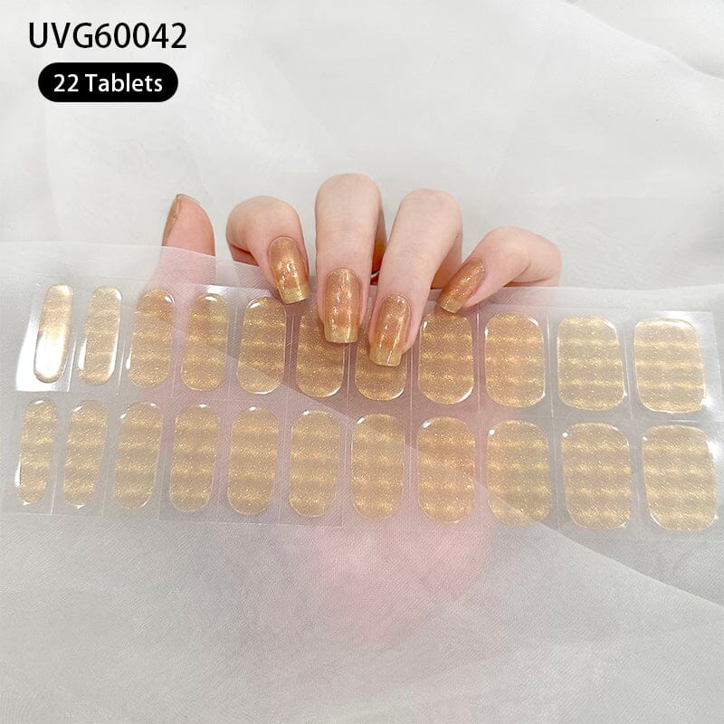 22 Tips Glitter Cat Magnetic Semi Cured Gel Nail Strips Nail Sticker BORN PRETTY 