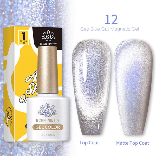 Sea Blue Cat Magnetic Gel 10ml 12 Gel Nail Polish BORN PRETTY 