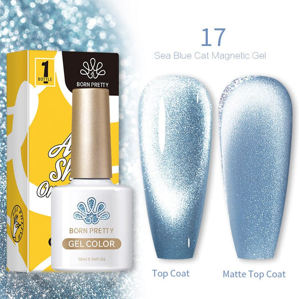 Sea Blue Cat Magnetic Gel 10ml 17 Gel Nail Polish BORN PRETTY 