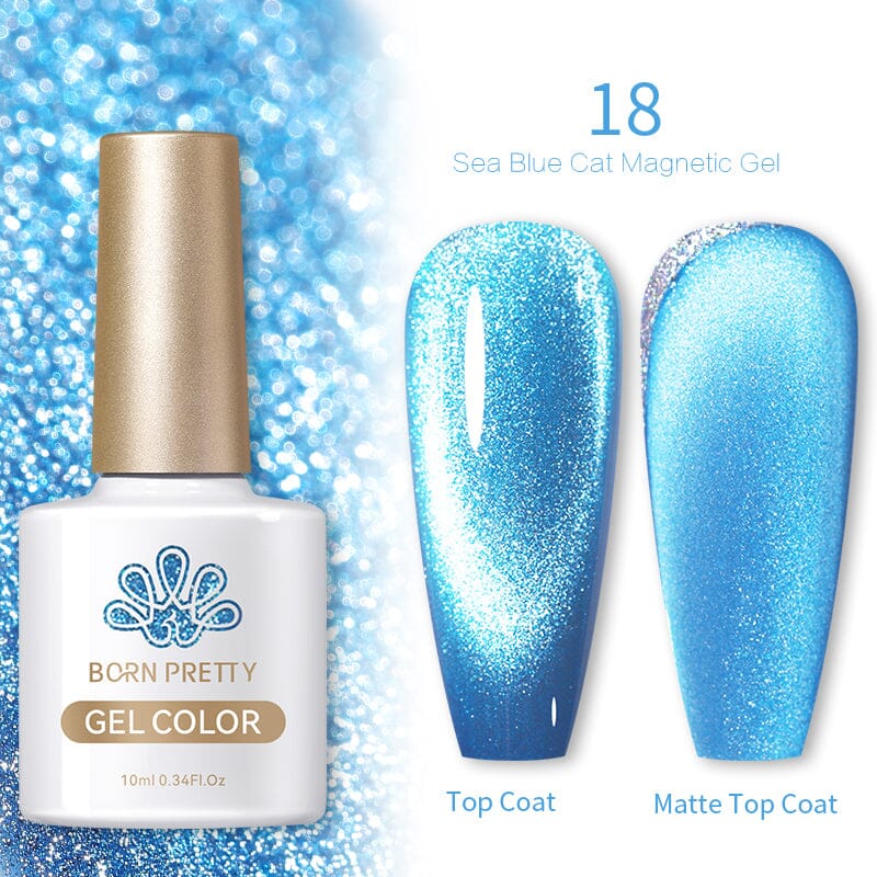 Sea Blue Cat Magnetic Gel 10ml Gel Nail Polish BORN PRETTY 18 