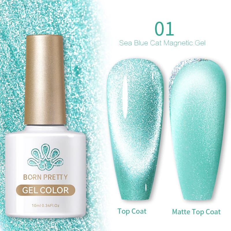 Sea Blue Cat Magnetic Gel 10ml 01 Gel Nail Polish BORN PRETTY 