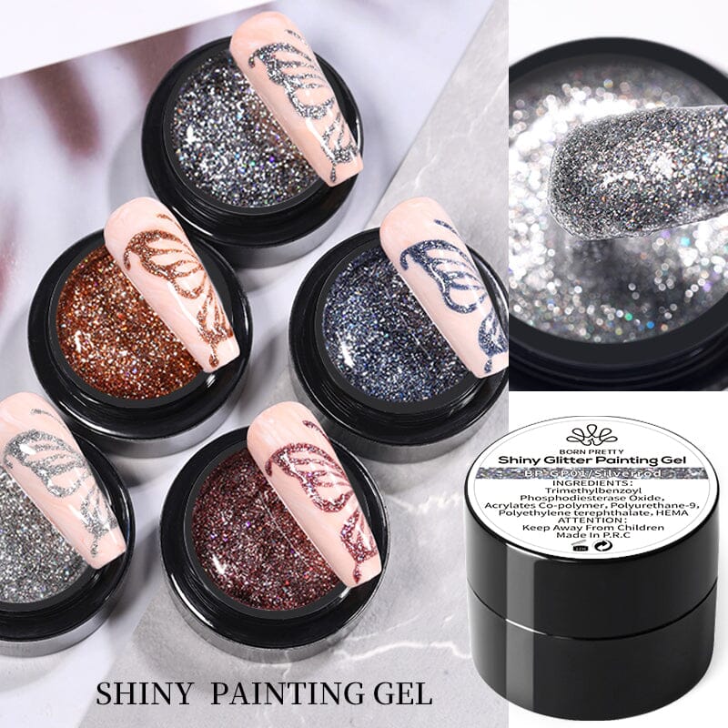 Shiny Glitter Painting Gel 5ml Gel Nail Polish BORN PRETTY 5 Colors 